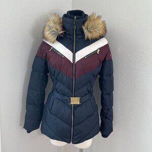 Vince Camuto Womens Medium Faux Fur Hooded Down Feather Fill Coat Puffer Jacket